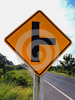 Various traffic signs beside country road