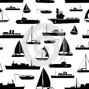 Various transportation navy ships icons seamless pattern eps10
