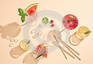 various trendy summer cocktails