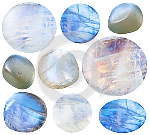 Various tumbled moonstone (adularia) gem stones