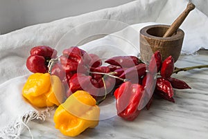 Various type of dried chili peppers