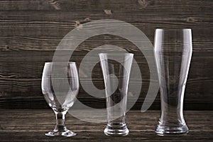 Various types beer glasses