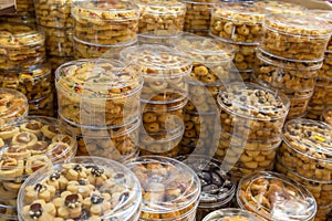 Various types of biscuits selling at the stall