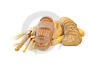 Various types of bread and other wheat products