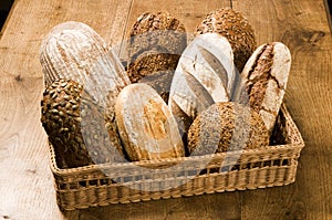 Various types of brown bread
