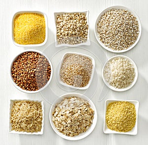 Various types of cereal grains