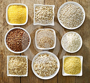 Various types of cereal grains