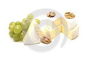 The Various types of cheese isolated on white