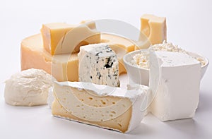 Various types of cheeses.