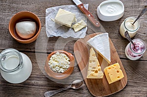 Various types of dairy products