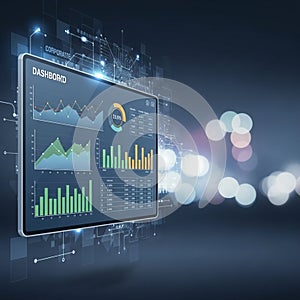 Various types of data visualizations including line graphs bar