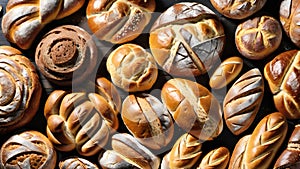 Various types of fresh bread.Bakery products. Collection of baked goods.Shopping food supermarket concept.