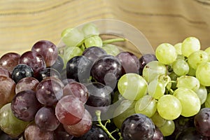 Various types of freshly harvested table grapes