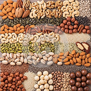 Walnuts Juglans regia cashews Anacardium occidentale pistachios