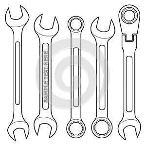 Various types outline wrench set