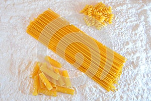 Various types of pasta Italian