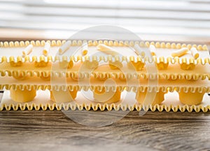 Various types of pasta on lasagne sheets