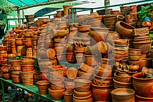 Various types of pottery which are used in nursery or garden making. It is ready in Bangladesh