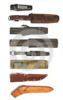 Knife and dagger sheaths made of leather, textile or plastic photo