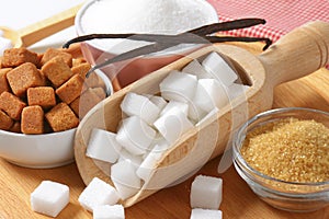 Various types of sugar