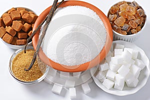 Various types of sugar