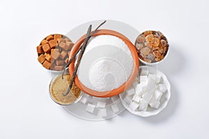 Various types of sugar