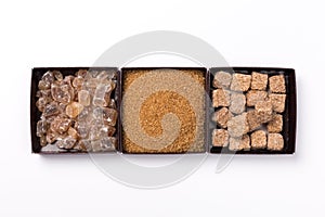 Various types of sugar - brown, white, granulated, cane sugar