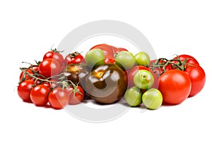 Various types of tomatoes on the table