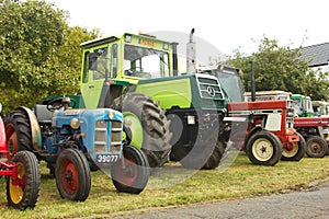 Various types of tractors aligned on the `Meet the Tractors` even in Contern, Luxembourg