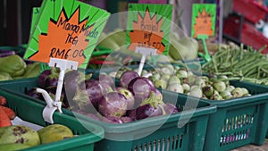 Various types of vegetables selling at the market stall