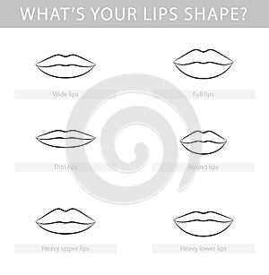 Various types of woman lips, vector set
