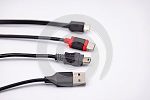 Various USB plugs and USB cables