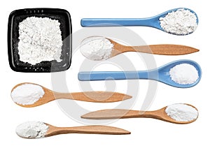 Various vanillin powder and vanila sugar isolated