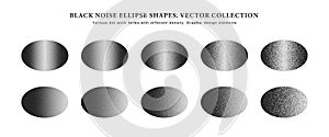 Various Vector Handdrawn Dotwork Stipple Oval Shapes With Linear Gradient Set