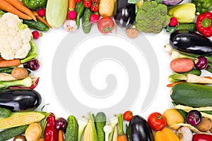 Various vegetables arranged around copy space