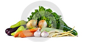 Various vegetables isolate on white background, fresh food