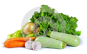 Various vegetables isolate on white background, fresh food