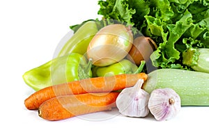 Various vegetables isolate on white background, fresh food