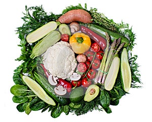 various vegetables isolated on white background