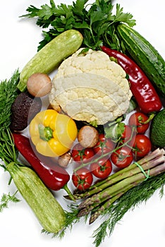 various vegetables isolated on white background