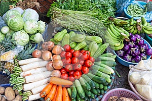 Various vegetables on market in asia