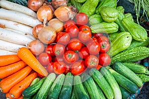 Various vegetables on market in asia