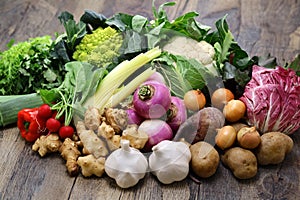 Various vegetables prepared for bagna cauda. photo