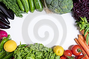 Various vegetables on the white background