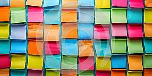 Colorful Post It Notes on a Wall. Generative AI