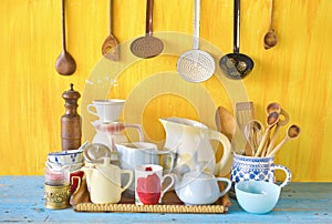 Various vintage kitchen utensils