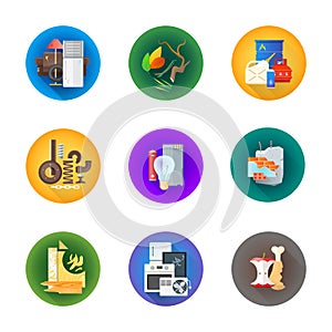 Various waste icons management set