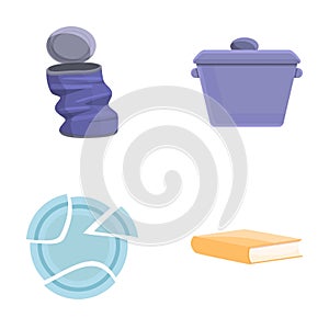 Various waste icons set cartoon vector. Household waste