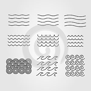 Various water, wave, ocean logo. lake, river logo vector illustration design