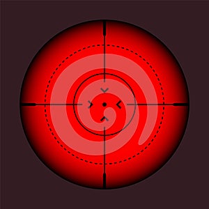 Various weapon thermal infrared sight, sniper rifle optical scope. Hunting gun viewfinder with crosshair. Aim, shooting